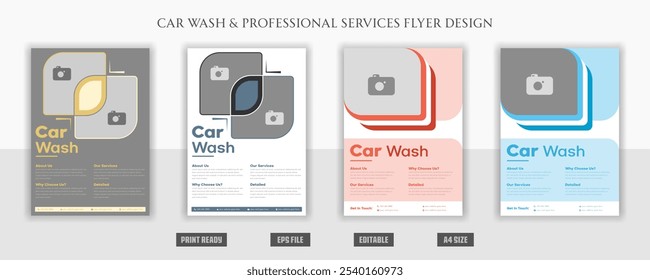 Car wash professional modern, car care, repair, maintenance, garage, servicing, mechanic, clean, clear, discount, sale, drive, truck, marketing, corporate, real estate, vehicle, flyer, brochure bundle