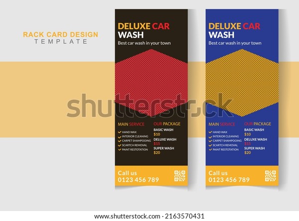 Car wash rack card design cleaning services,\
washing services design template\
