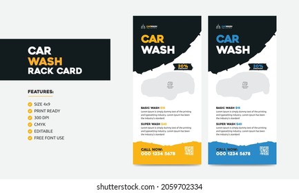 Car Wash Rack Card or Dl Flyer Template 