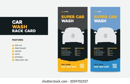 Car Wash Rack Card or Dl Flyer Template 