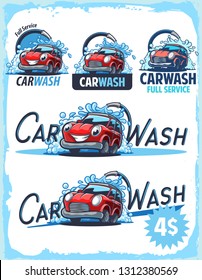 car wash retro label