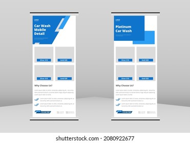 
Car wash Roll up Banner Design, Car wash and detailing service Roll up leaflet template. Car wash poster template. Car wash and detailing service DL Flyer, Trend Business Roll Up Banner Design