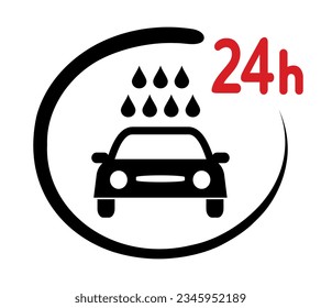 car wash round the clock icon