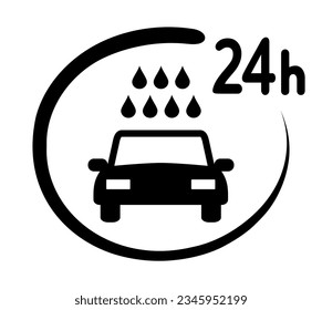 icono de lavado de coches durante todo el reloj