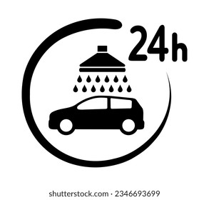 icono de lavado de coches durante todo el reloj