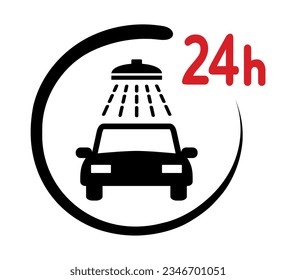 icono de lavado de coches durante todo el reloj