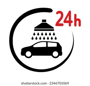 icono de lavado de coches durante todo el reloj