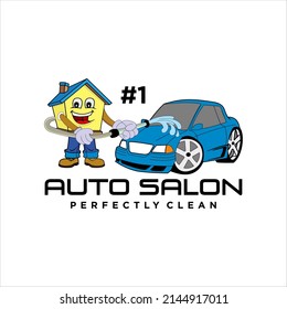 Car Wash and Salon Cartoon Logo Design Idea