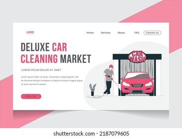 Car wash Self-service automated car wash isometric landing page.