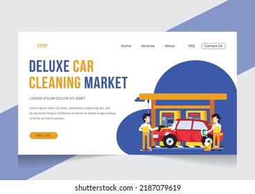 Car wash Self-service automated car wash isometric landing page.