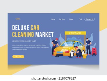Car wash Self-service automated car wash isometric landing page.
