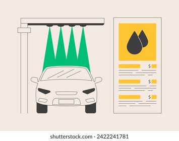 Car wash service abstract concept vector illustration. Automatic wash, vehicle cleaning market, self-serve station, 24 hours full service company, hand, interior vacuum cleaning abstract metaphor.