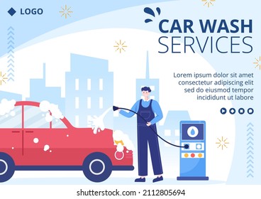 Car Wash Service Brochure Template Flat Design Illustration Editable of Square Background Suitable for Social media or Web Internet Ads