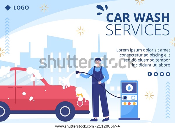 Car Wash Service Brochure Template Flat Design
Illustration Editable of Square Background Suitable for Social
media or Web Internet Ads