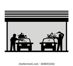 
Car wash service car cleaning icons vector.