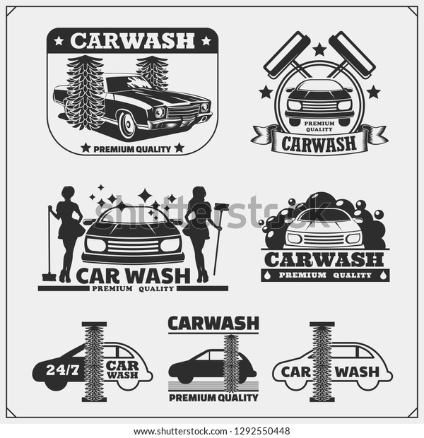 Car Wash service emblems. Template, concept,\
design elements for Car Wash\
logos.