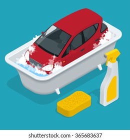 Cartoon car washing with water pipe and sponge 5332449 Vector Art at  Vecteezy