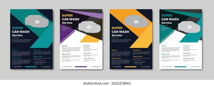 Car Wash Service Flyer Template, Professional Auto Detailing Flyer Design