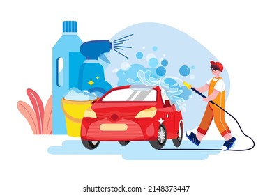 Car Wash Service Illustration concept. Flat illustration isolated on white background