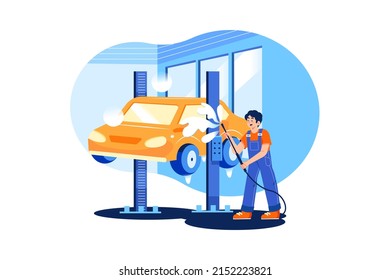 Car Wash Service Illustration Concept Flat Stock Vector (Royalty Free ...