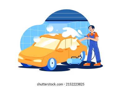 Car Wash Service Illustration concept. Flat illustration isolated on white background