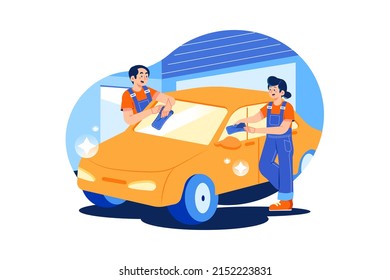 Car Wash Service Illustration concept. Flat illustration isolated on white background
