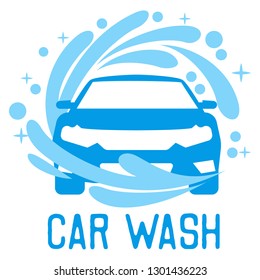 car wash service insignia, vector illustration