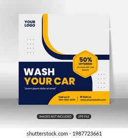 Car wash service square social media banner post template