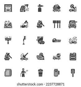 Car wash service vector icons set, modern solid symbol collection, filled style pictogram pack. Signs, logo illustration. Set includes icons as automatic touchless cleaning, high pressure foam, wax