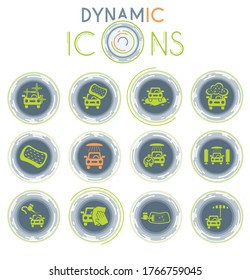 car wash service web icons on white background with dynamic lines for animation