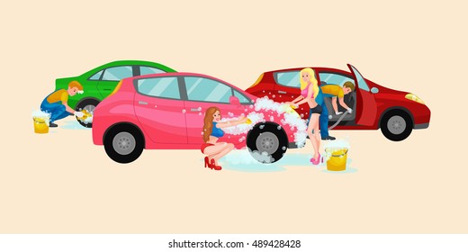car wash services, auto cleaning with water and soap