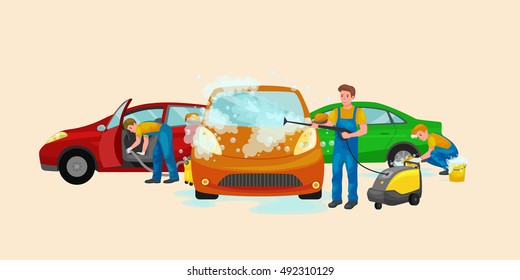 car wash services, auto cleaning with water and soap