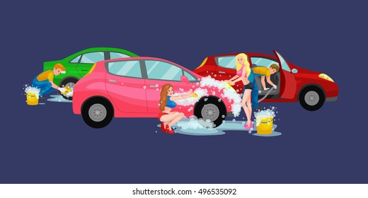 car wash services, auto cleaning with water and soap
