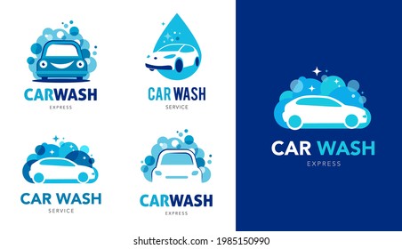 Car wash set of logos, icons and elements 