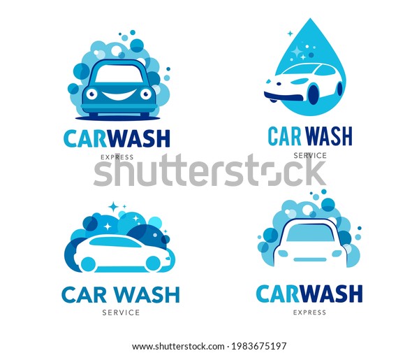 Car wash set of
logos, icons and elements 