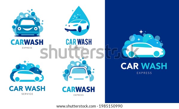 Car wash set of\
logos, icons and elements 
