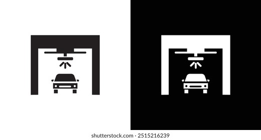 Icono de la tienda de lavado de coches Ilustración plana de línea delgada