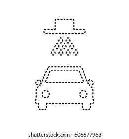 Car wash sign. Vector. Black dashed icon on white background. Isolated.