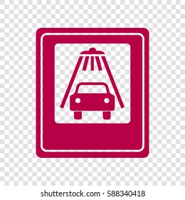 Car wash sign. Vector. Bordo icon on transparent background.