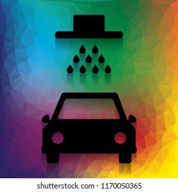 Car wash sign. Vector. Flat style black icon on white.