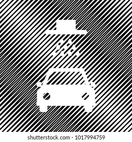 Car wash sign. Vector. Icon. Hole in moire background.