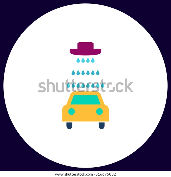 Car wash Simple vector button. Illustration symbol.\
Color flat icon