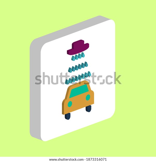 Car\
wash Simple vector icon. Illustration symbol design template for\
web mobile UI element. Perfect color isometric pictogram on 3d\
white square. Car wash icons for business\
project