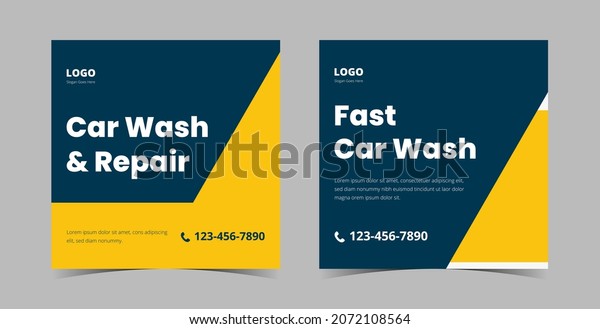 Car wash social media design\
template bundle. Car wash and detailing service poster design\
bundle