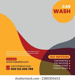 Car wash social media post, car wash social media banner template and web banner template