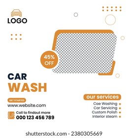 Car wash social media post, car wash social media banner template and web banner template