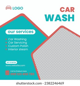  Car wash social media post, car washing and web banner