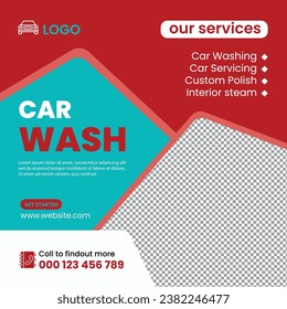  Car wash social media post, car washing and web banner