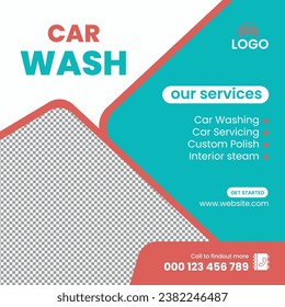  Car wash social media post, car washing and web banner