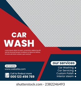  Car wash social media post, car washing and web banner